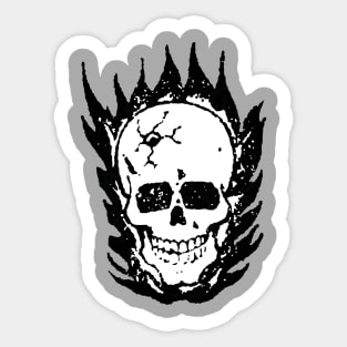 Cracked and Blazing Skull Sticker